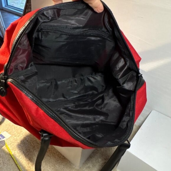 Walt Disney World Duffle Bag Mickey Mouse 1971 Red Black Carry On Leather Base H - Picture 12 of 14